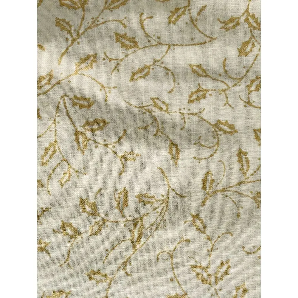 Quilters Cotton Fabric Holly Beige Small Gold Leaves Crafts 1 Yard 45 Inch Wide